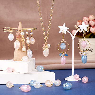 48Pcs 8 Styles Imitation Gemstone Acrylic Pendants IFIN-TA0001-57-1
