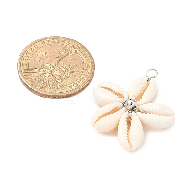 Natural Mixed Cowrie Shell Pendants PALLOY-JF03859-02-1