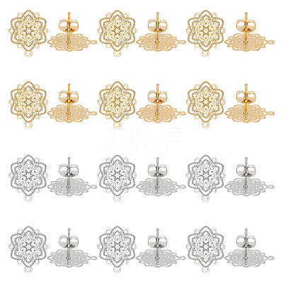 24Pcs 2 Colors 304 Stainless Steel Stud Earring Findings STAS-UN0040-80-1