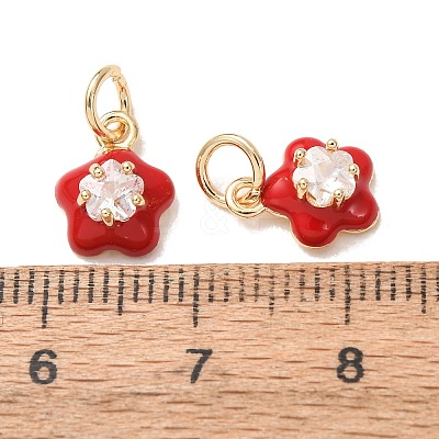 Brass Micro Pave Clear Cubic Zirconia with Enamel Charms CU-K002-53G-A-1