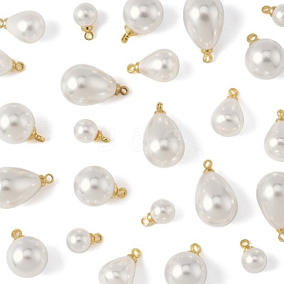 24Pcs 4 Styles ABS Plastic Imitation Pearl Charms KK-FS0001-79-1
