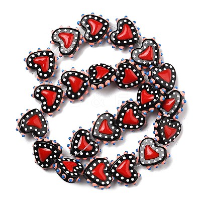 Baking Paint Glass Bumpy Beads Heart LAMP-V001-07F-1