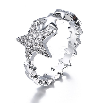 Star Brass Micro Pave Clear Cubic Zirconia Finger Rings for Women FS-WGB2D32-02-1