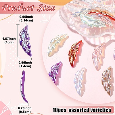 10Pcs UV Plating Iridescent Acrylic Pendants OACR-YW0004-27-1