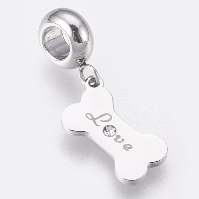 304 Stainless Steel European Dangle Charms STAS-O097-19P-1