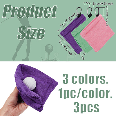 3Pcs 3 Colors Polyester Fibre Golf Wipe Towel AJEW-OC0005-36B-1