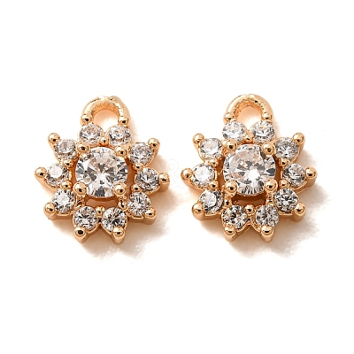 Brass Micro Pave Clear Cubic Zirconia Charms CU-CBAEC99-24G-1