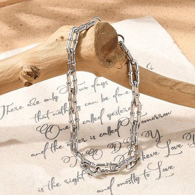 304 Stainless Steel Paperclip Chain Bracelets for Women Men BJEW-F488-58P-1