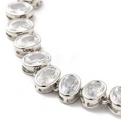 Clear Cubic Zirconia Oval Link Chain Bracelet BJEW-E073-04P-1