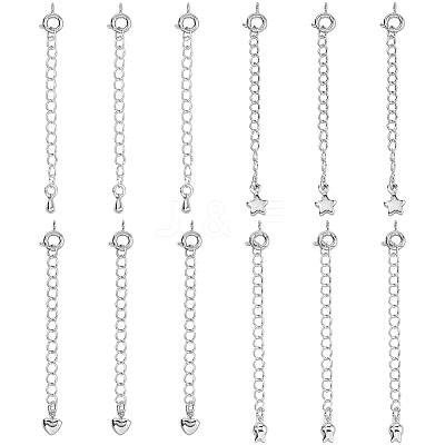 12Pcs 4 Styles Brass Curb Chain Extender KK-HS0015-33P-1