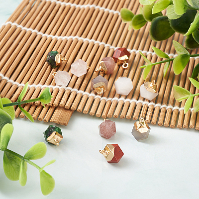 12Pcs 6 Style Natural Gemstone Charms G-FW0001-24-1