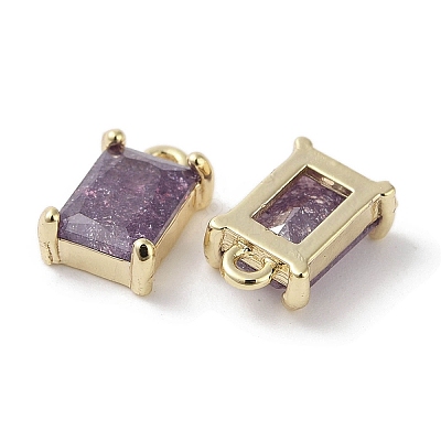 Brass Micro Pave Cubic Zirconia Charms KK-G491-31G-06-1