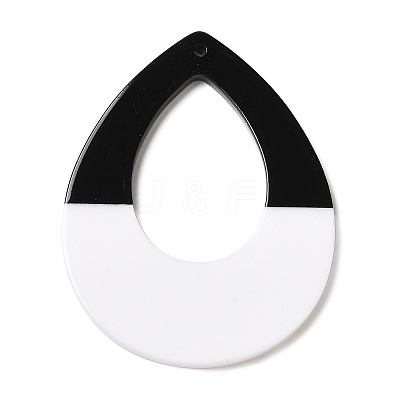 Black and White stitching Acrylic Big Pendants OACR-S143-01B-1