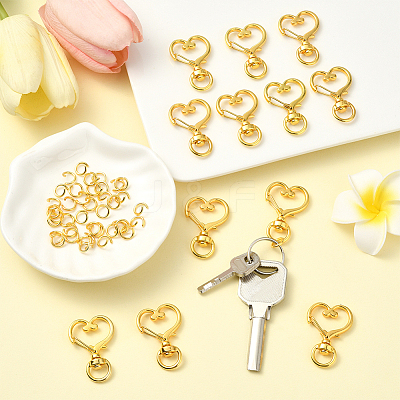 40Pcs Heart Zinc Alloy Swivel Lobster Clasps FIND-SP0001-20P-1
