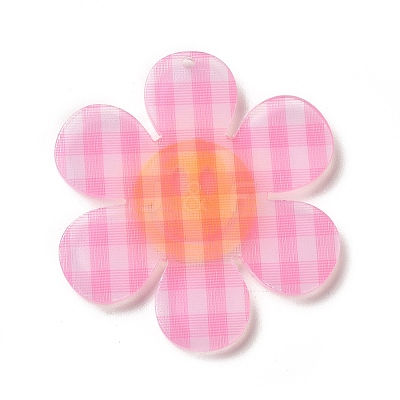 Tartan Pattern Acrylic Big Pendants OACR-B008-B02-1