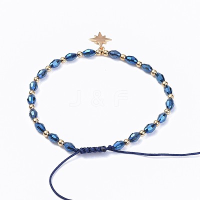 Electroplate Glass Braided Beads Bracelets BJEW-JB04307-06-1