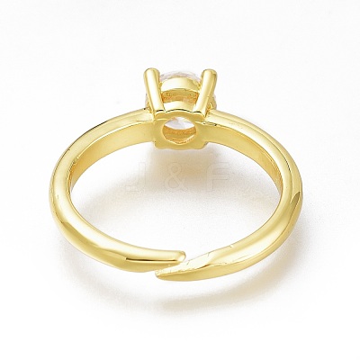 Brass Micro Pave Clear Cubic Zirconia Solitaire Rings RJEW-N031-13G-1