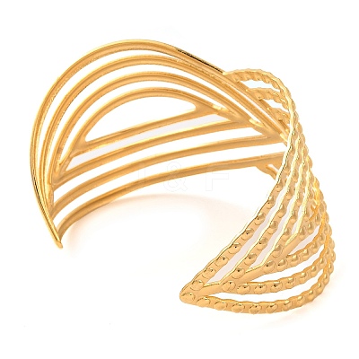 304 Stainless Steel Open Cuff Bangles for Women LS-BJEW-G711-01G-G-1