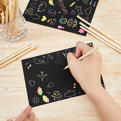 200Pcs 2 Styles Bamboo Pen for Rainbow Scratch Paper Art AJEW-FH0004-44-1
