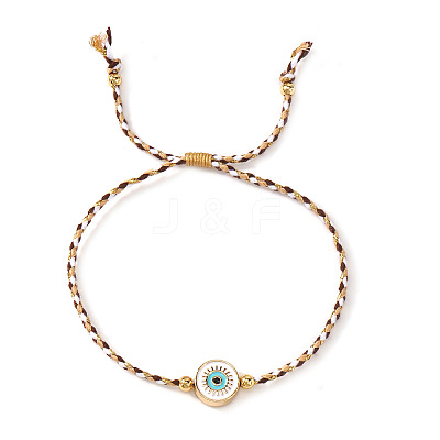 Brass Enamel White Evil Eye Link Braclets FV7122-1-1