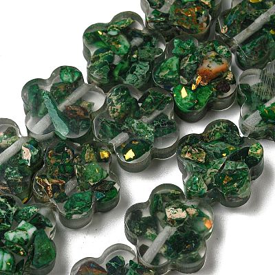 Dyed Natural Imperial Jasper with Resin Beads Strands G-G083-G06-01-1