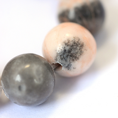 Natural Pink Zebra Jasper Round Bead Strands G-E334-8mm-11-1