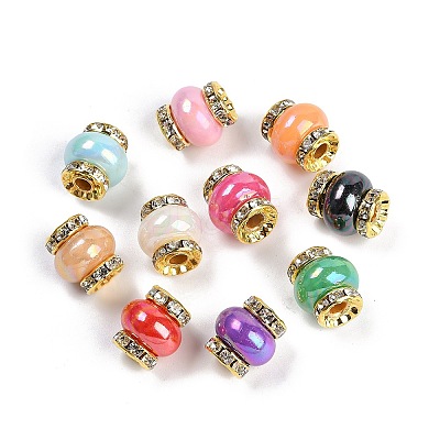 Resin Beads with Brass Rhinestone Rondelle KK-H490-05G-1