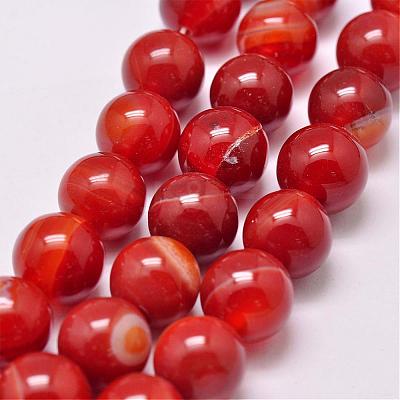 Natural Striped Agate/Banded Agate Bead Strands G-G962-10mm-14-1