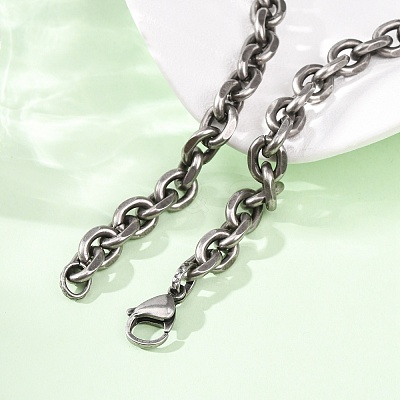 Vintage 304 Stainless Steel Figaro Chain Cable Chain Necklaces NJEW-C115-03AS-1