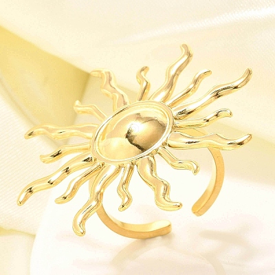 304 Stainless Steel Open Cuff Ring for Women RJEW-B109-01G-04-1
