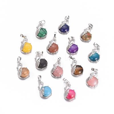 Natural & Synthetic Mixed Gemstone Pendants G-L512-N-1