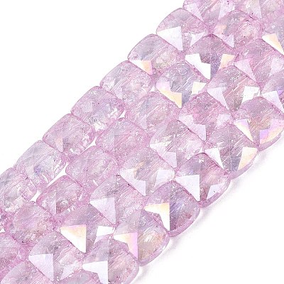 Electroplate Transparent Crackle Glass Beads Strands EGLA-Q135-02A-B04-1