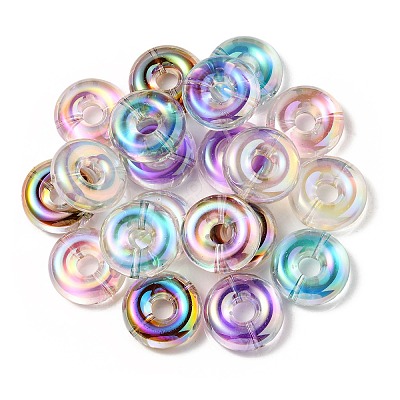 UV Plating Rainbow Iridescent Acrylic Beads X-OACR-P010-17-1