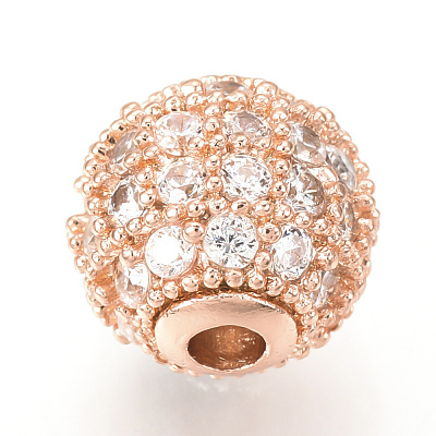 Brass Micro Pave Cubic Zirconia Beads ZIRC-Q013-10mm-142RG-1
