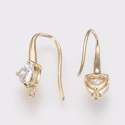 Brass Cubic Zirconia Earring Hooks LS-X-KK-R037-191G-1