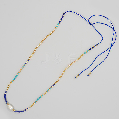 Miyuki & Natural Freshwater Pearl Braided Necklace for Women PI7820-3-1