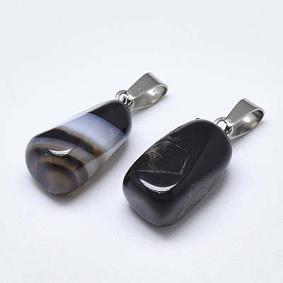 Natural Banded Agate/Striped Agate Pendants G-T122-20G-1