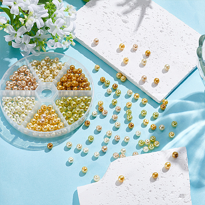 300Pcs 6 Colors Baking Paint Pearlized Glass Pearl Round Beads HY-WR0001-02A-1