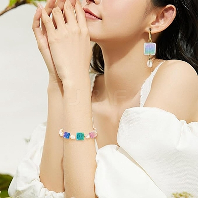 10Pcs Gradient Color & UV Plating Transparent Acrylic Beads OACR-YW0002-25D-1