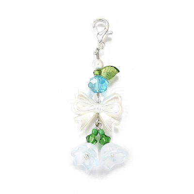 4Pcs Glass & ABS Imitation Pearl Pendant Decoration X1-HJEW-TA00352-1
