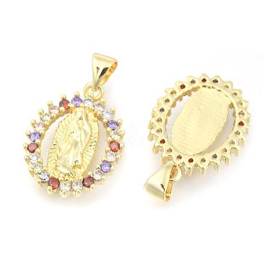 Brass Micro Pave Cubic Zirconia Pendants X-KK-I657-32G-A-1