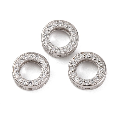 925 Sterling Silver Micro Pave Clear Cubic Zirconia Bead Frames STER-P061-01A-P-1