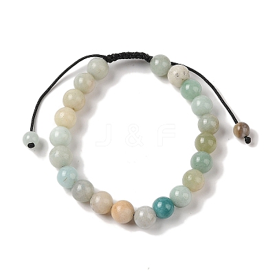 8mm Round Natural Flower Amazonite Braided Bead Bracelets BJEW-C067-01B-23-1