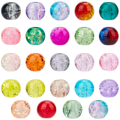 600Pcs 24 Colors Spray Painted Crackle Glass Beads CCG-PA0001-04-1
