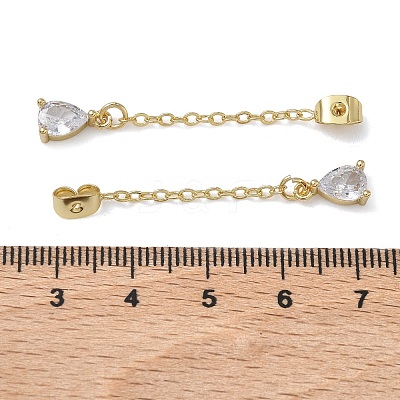 Rack Plating Brass Micro Pave Clear Cubic Zirconia Friction Ear Nut EJEW-I266-04G-1