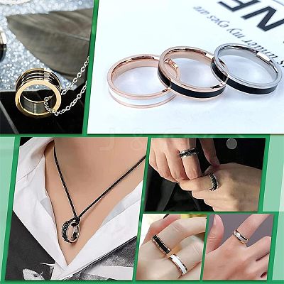12Pcs Stainless Steel Grooved Finger Ring Settings STAS-UN0038-94E-1