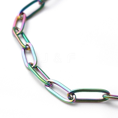 Ion Plating(IP) 304 Stainless Steel Paperclip Chain Bracelets BJEW-O186-02MC-1