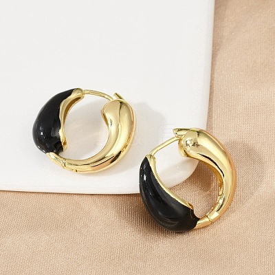 Brass Enamel Stud Earrings EJEW-M082-03G-1