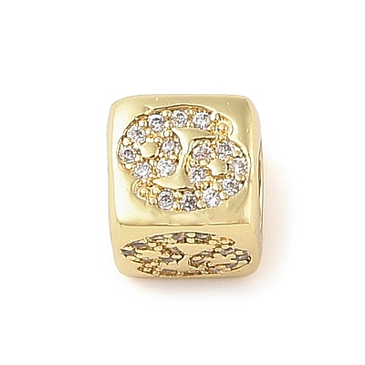 Brass Micro Pave Clear Cubic Zirconia European Beads LS-KK-K368-01G-04-1