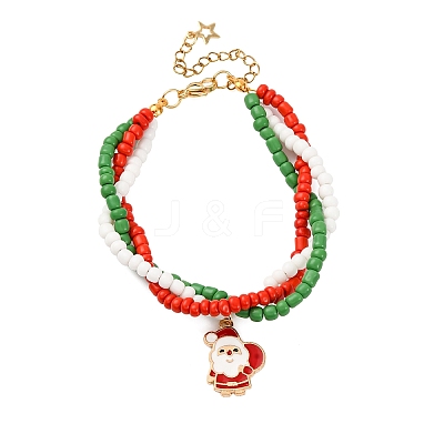 Christmas Alloy Enamel Charm Bracelets BJEW-JB12482-03-1
